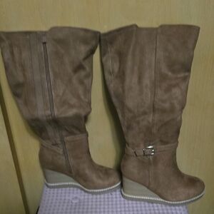 Torrid Tan Suede Wedge Boots